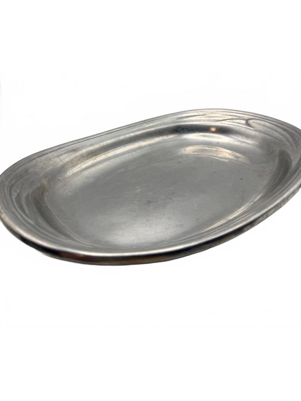 Vintage Wilton Columbia USA Pewter Serving Platter Oval Metal Tray